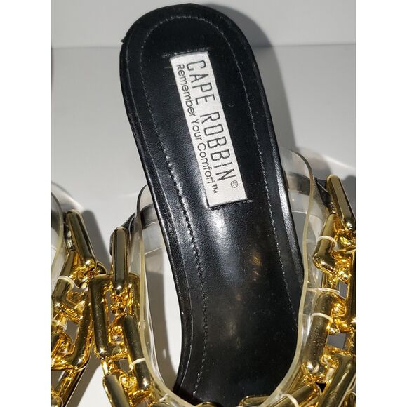 Cape Robbin Women's Heels Boho Gold Tone Chain Detail Almond Toe Slip On Size 11 - Picture 2 of 13